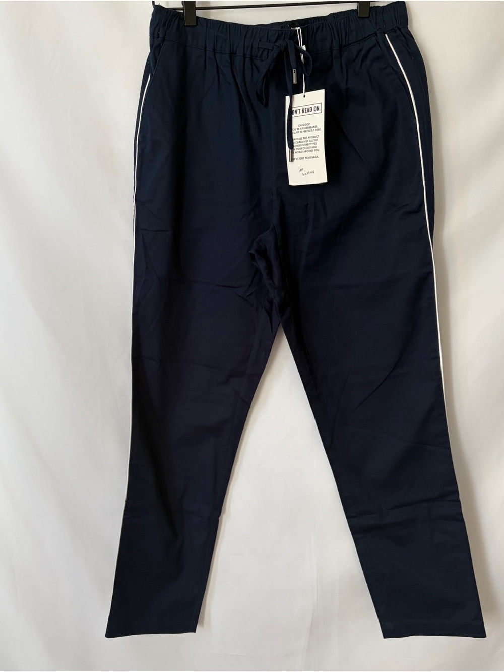 NWT Wildfang The Essential Piped Drawstring Pants Navy Multiple Sizes